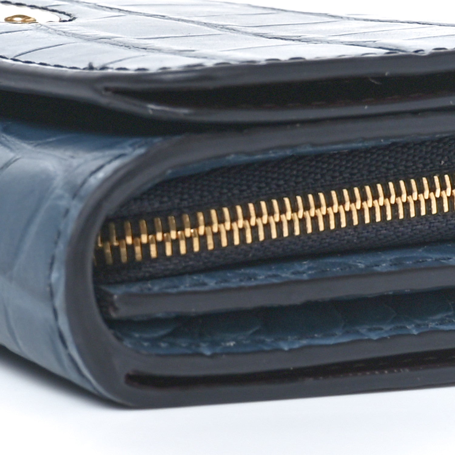 Mulberry Crocodile Embossed Calfskin Plaque French Purse Wallet Grey 7 of 9