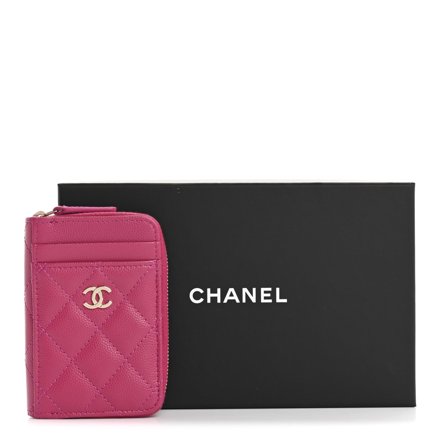 Chanel Caviar Quilted Zip Card Holder Fuchsia 8 of 8