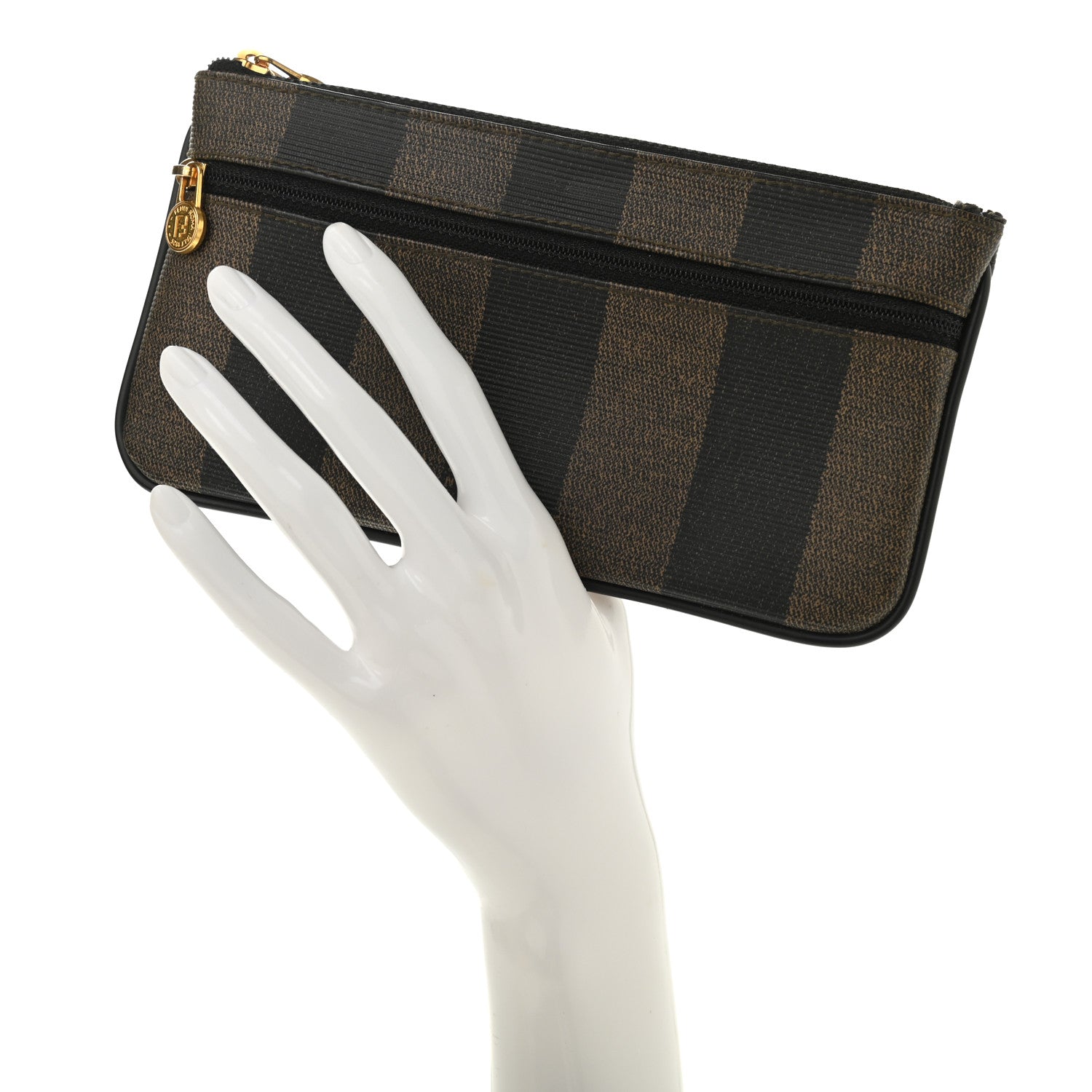 Fendi Pequin Zip Clutch Tobacco 2 of 10