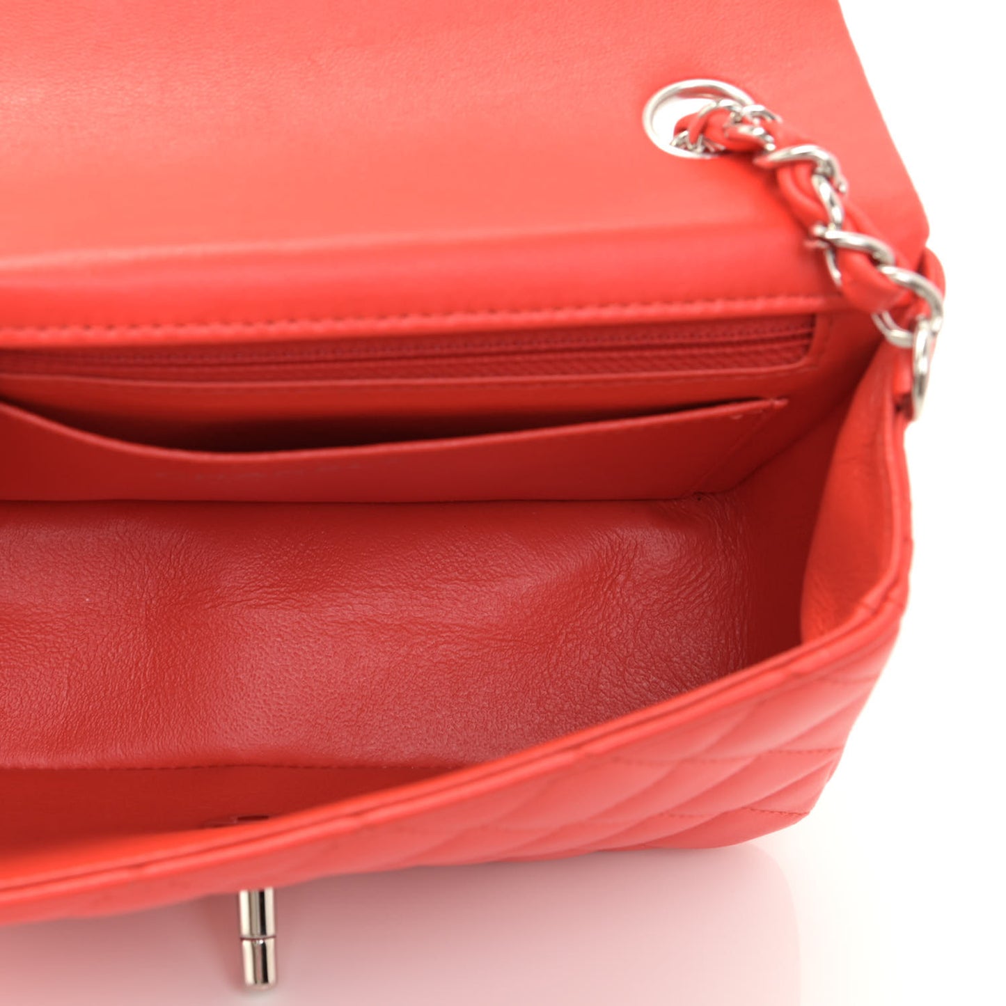 Lambskin Quilted Mini Rectangular Flap Red