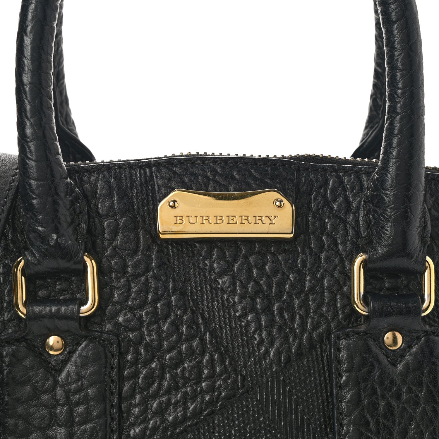 Burberry Heritage Grain Check Embossed Small Orchard Bowling Bag Black 6 of 14