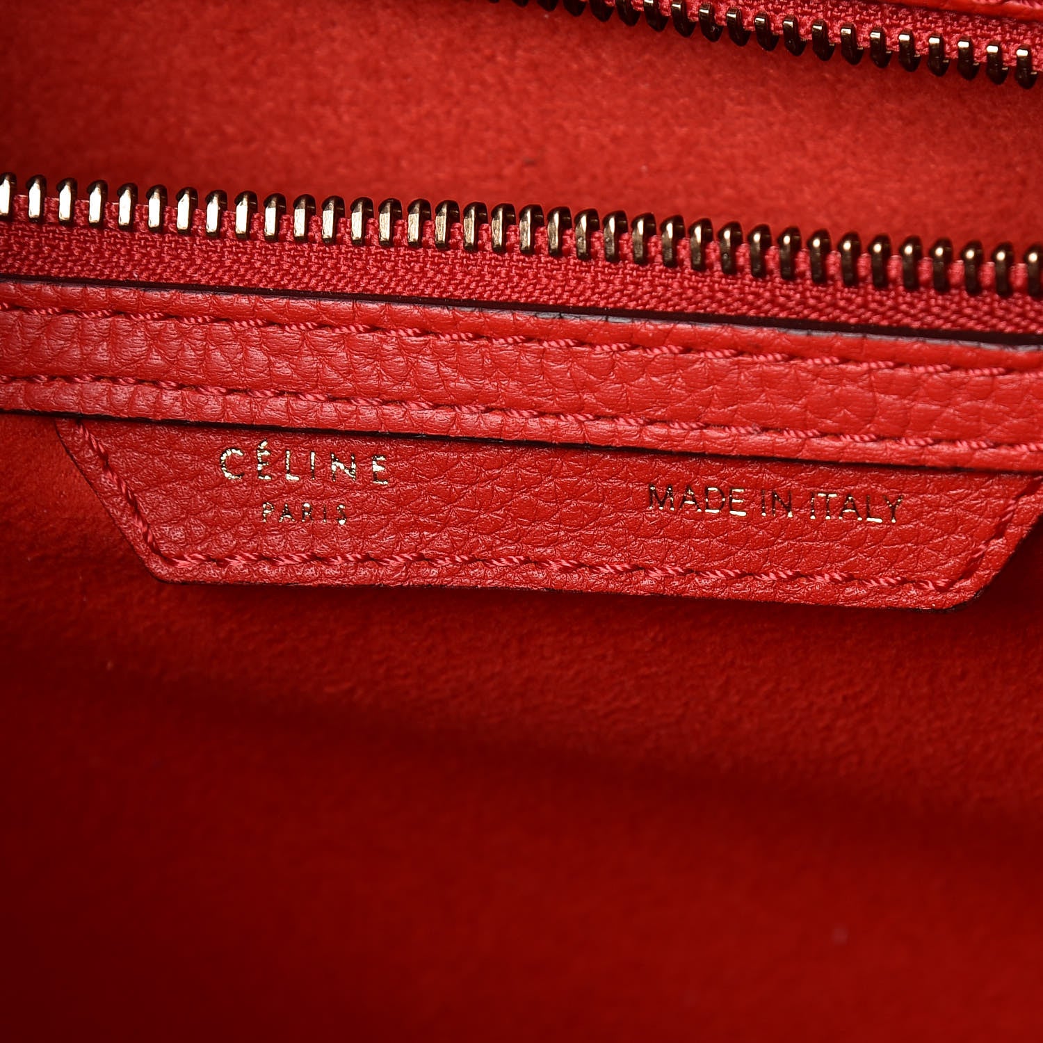 Celine Drummed Calfskin Mini Luggage Red 8 of 9