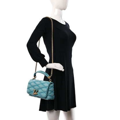 Louis Vuitton Lambskin Malletage Top Handle GO-14 MM Lagoon 3 of 9