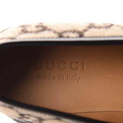 Gucci Covered Wool Cordovan Lux GG Monogram Mens Harald Horsebit Platform Loafers 8.5 Beige Ebony 8 of 10