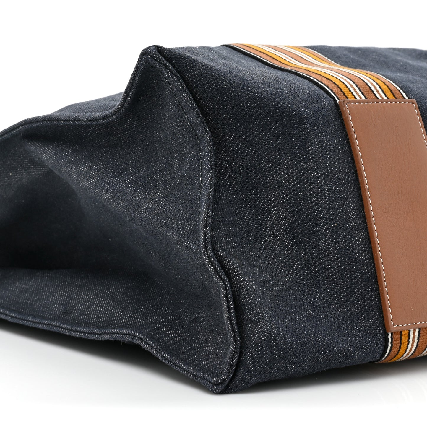 Denim Cotton Canvas The Suitcase Stripe Tote Blue