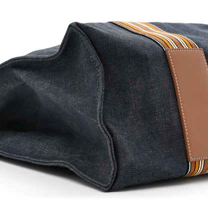 Loro Piana Denim Cotton Canvas The Suitcase Stripe Tote Blue 8 of 11