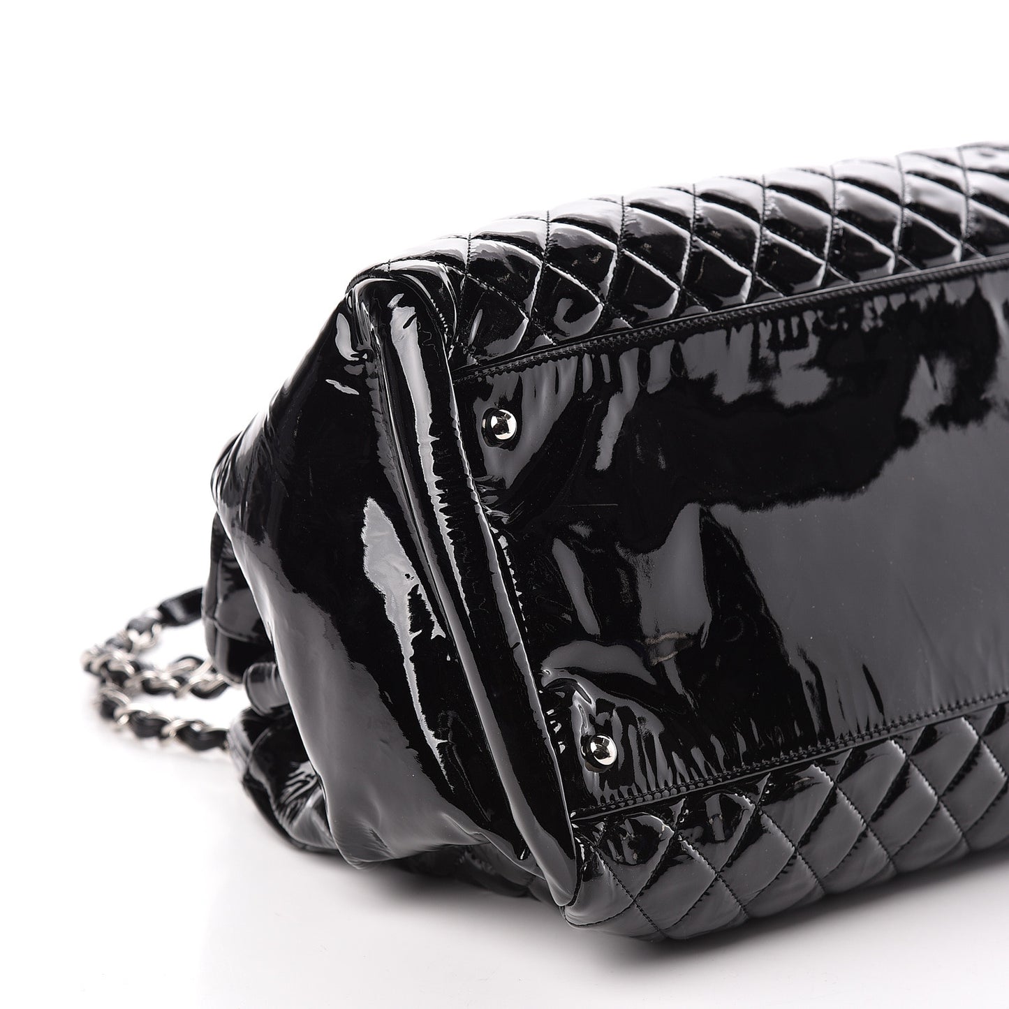 Patent Quilted Maxi Just Mademoiselle Bowling Bag Black