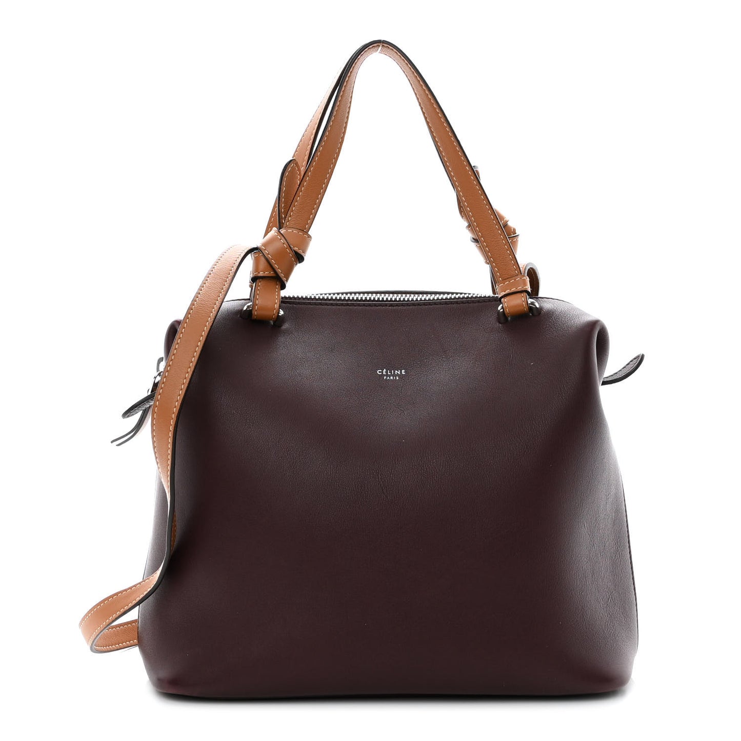 Lambskin Small Soft Cube Satchel Burgundy
