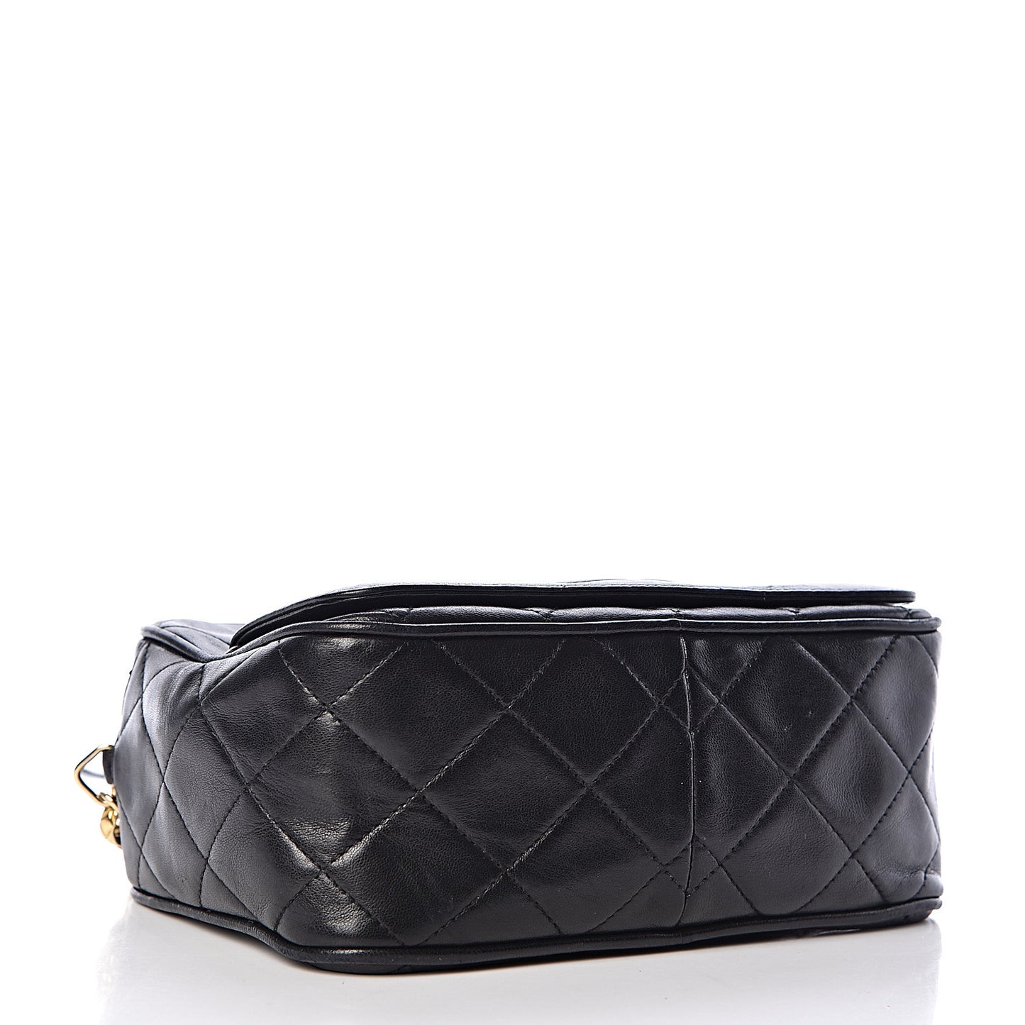 Lambskin Quilted Tassel Camera Case Black
