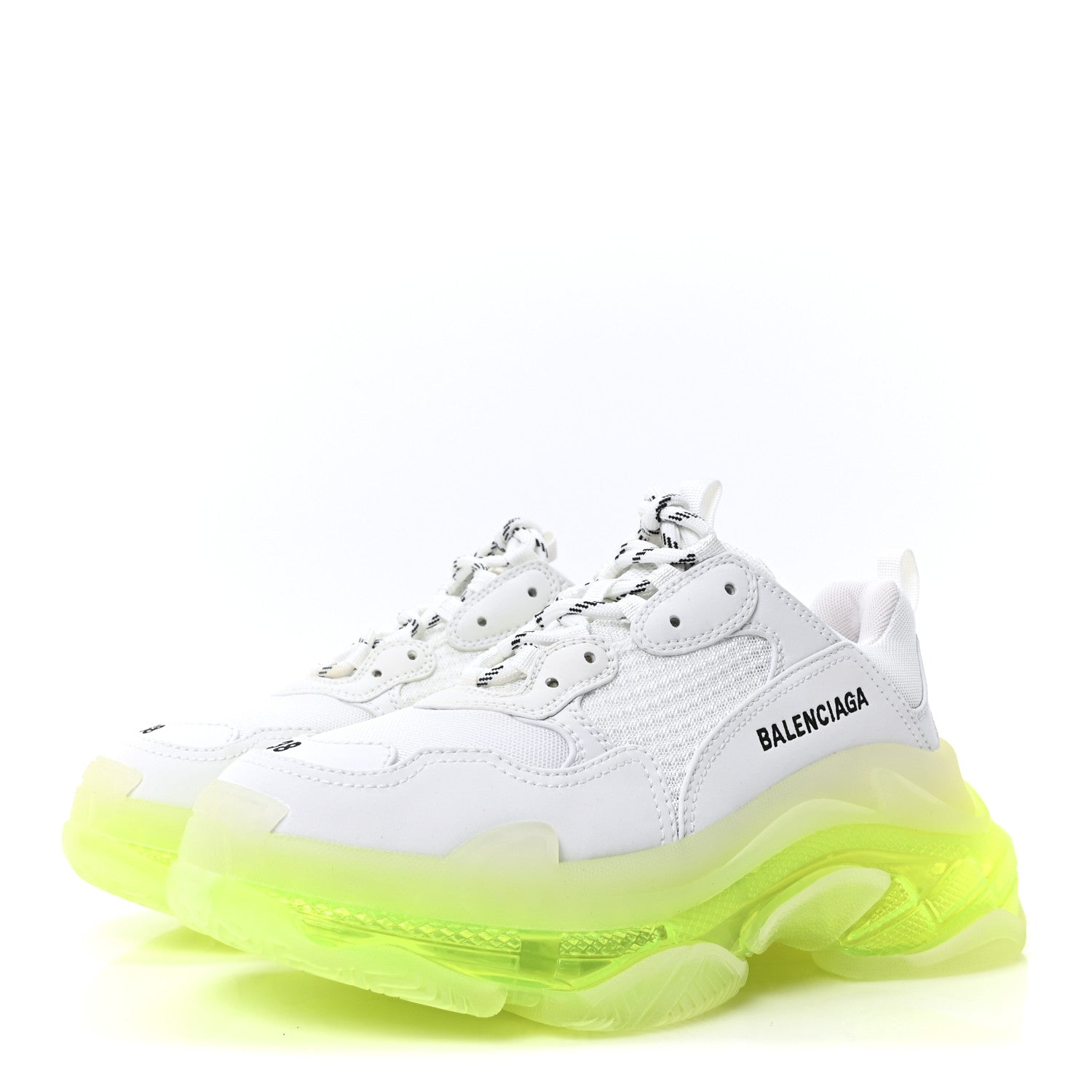 Balenciaga Fabric Mesh Clear Sole Fluo Womens Triple S Sneakers 38
