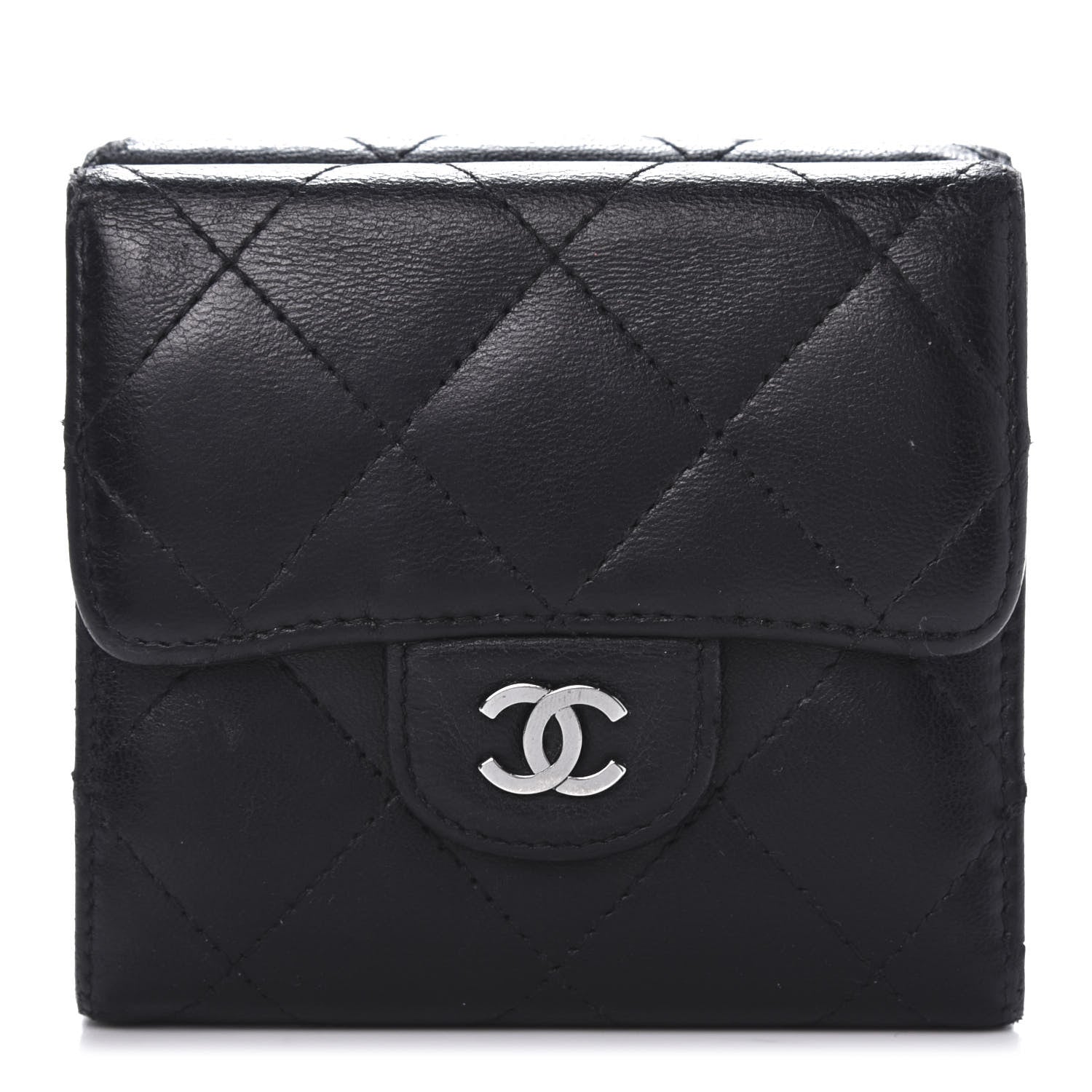 Chanel Lambskin Quilted Double Sided Wallet Black 1 of 14