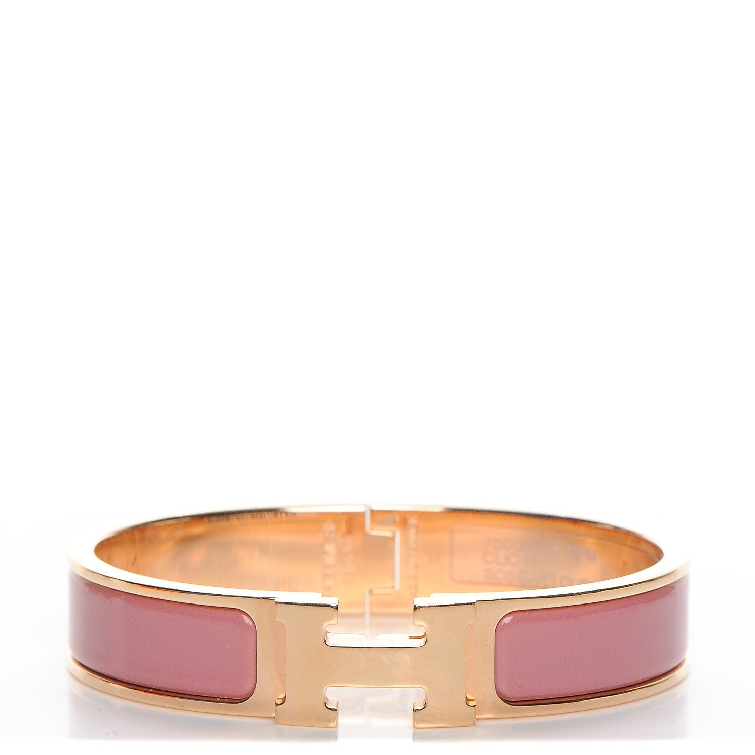 Hermes Enamel Narrow Clic Clac H Bracelet PM Rose Velours 1 of 5