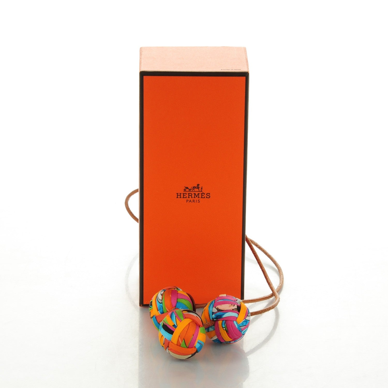 Hermes Silk Et Cuir Pompons Bag Charm 4 of 4