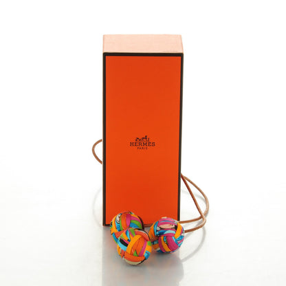 Hermes Silk Et Cuir Pompons Bag Charm 4 of 4