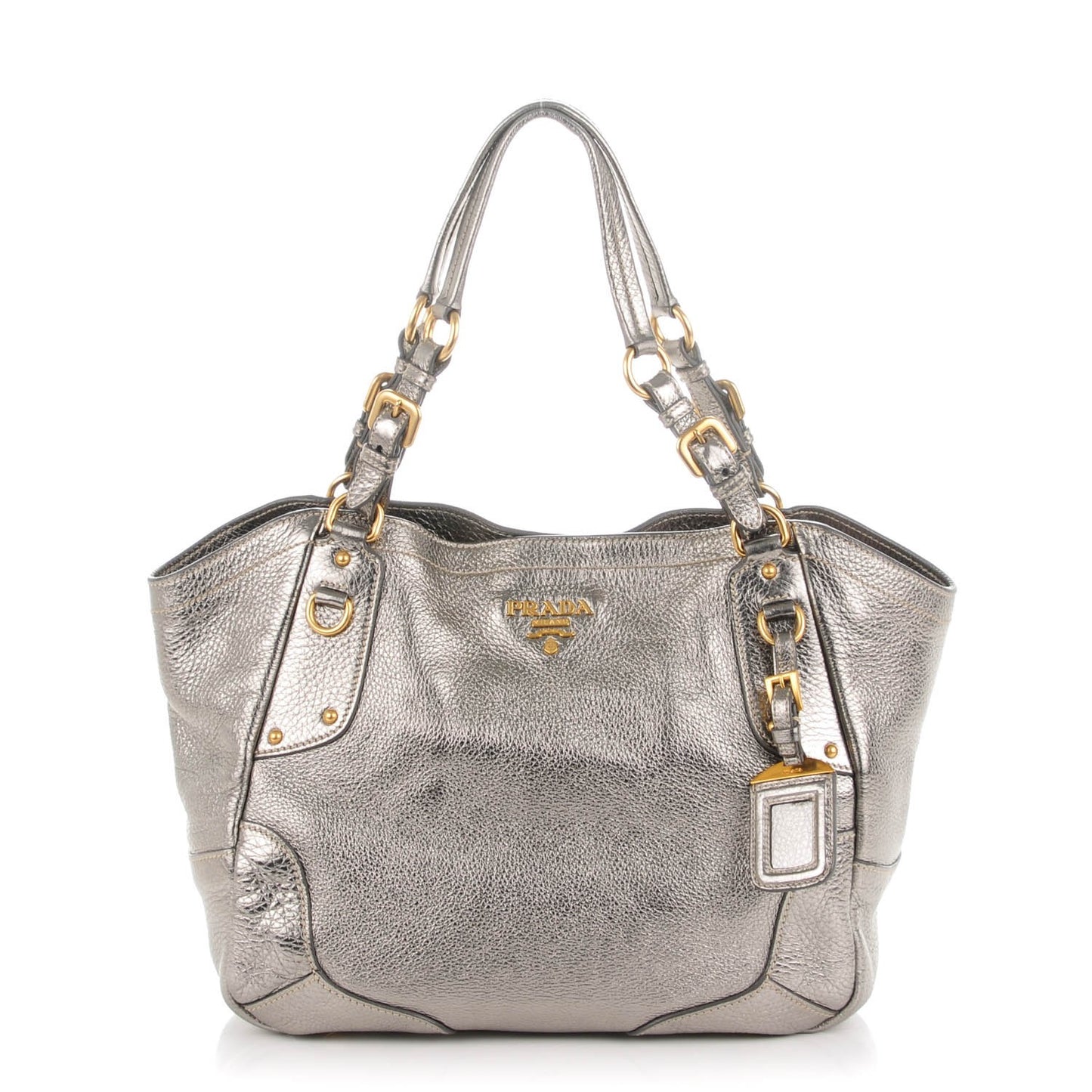 Vitello Daino Shoulder Bag Acciaio