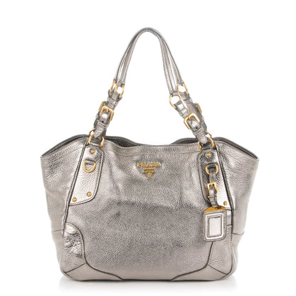 Prada Vitello Daino Shoulder Bag Acciaio 1 of 7