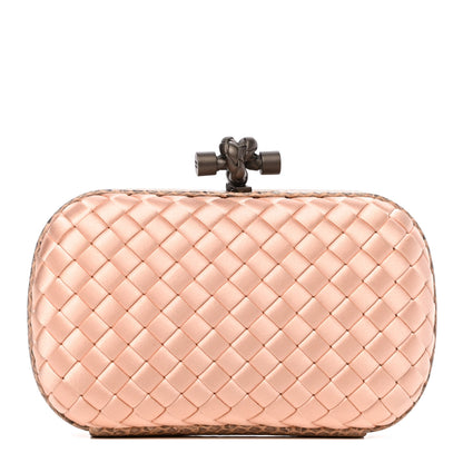 Bottega Veneta Satin Intreccio Impero Ayers Knot Clutch Flamingo 1 of 7