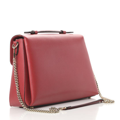 Gucci Dollar Calfskin Medium Interlocking G Top Handle Shoulder Bag Red 3 of 15