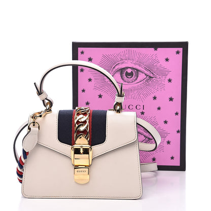 Gucci Calfskin Mini Sylvie Top Handle Bag White 17 of 17