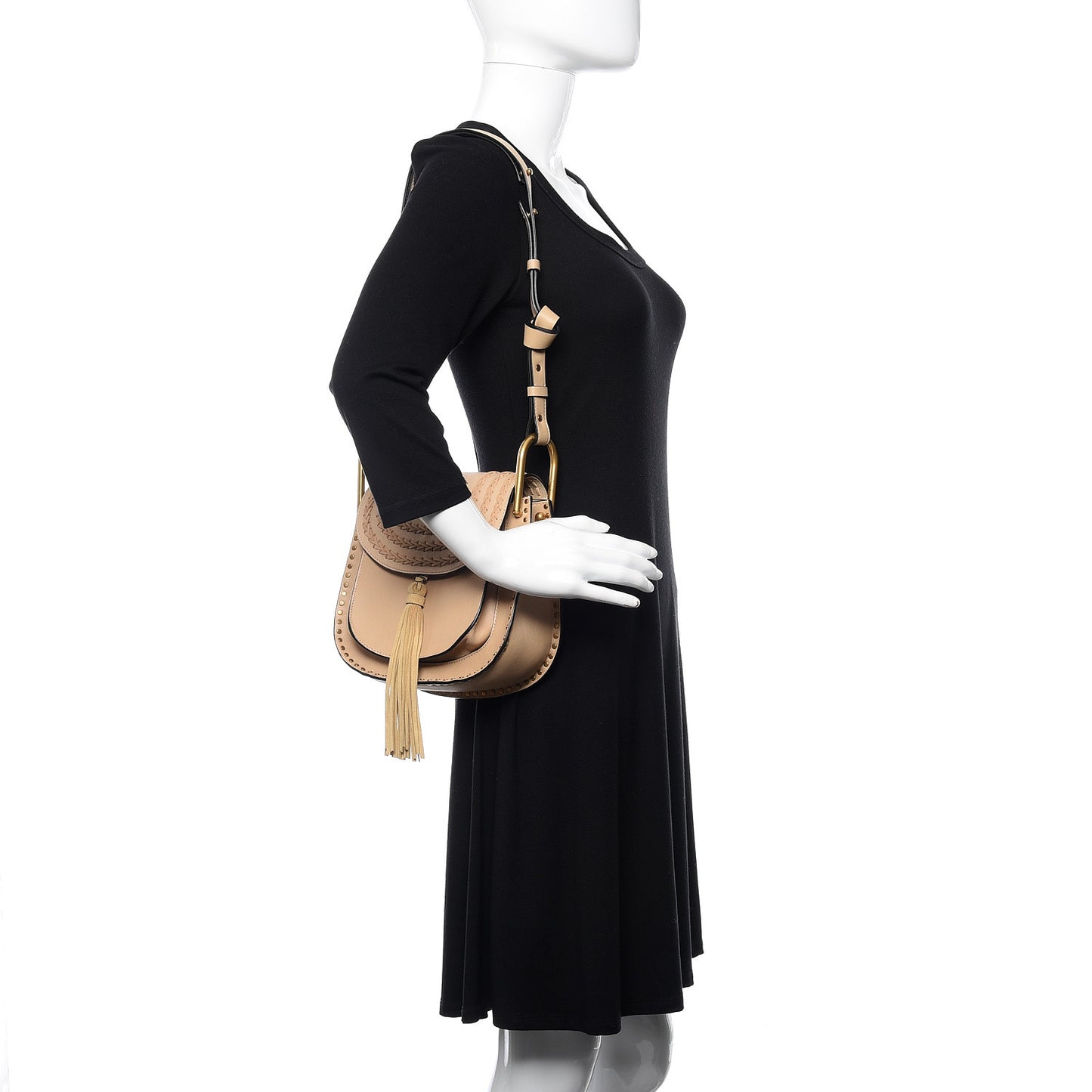 Calfskin Braided Small Hudson Shoulder Bag Pearl Beige