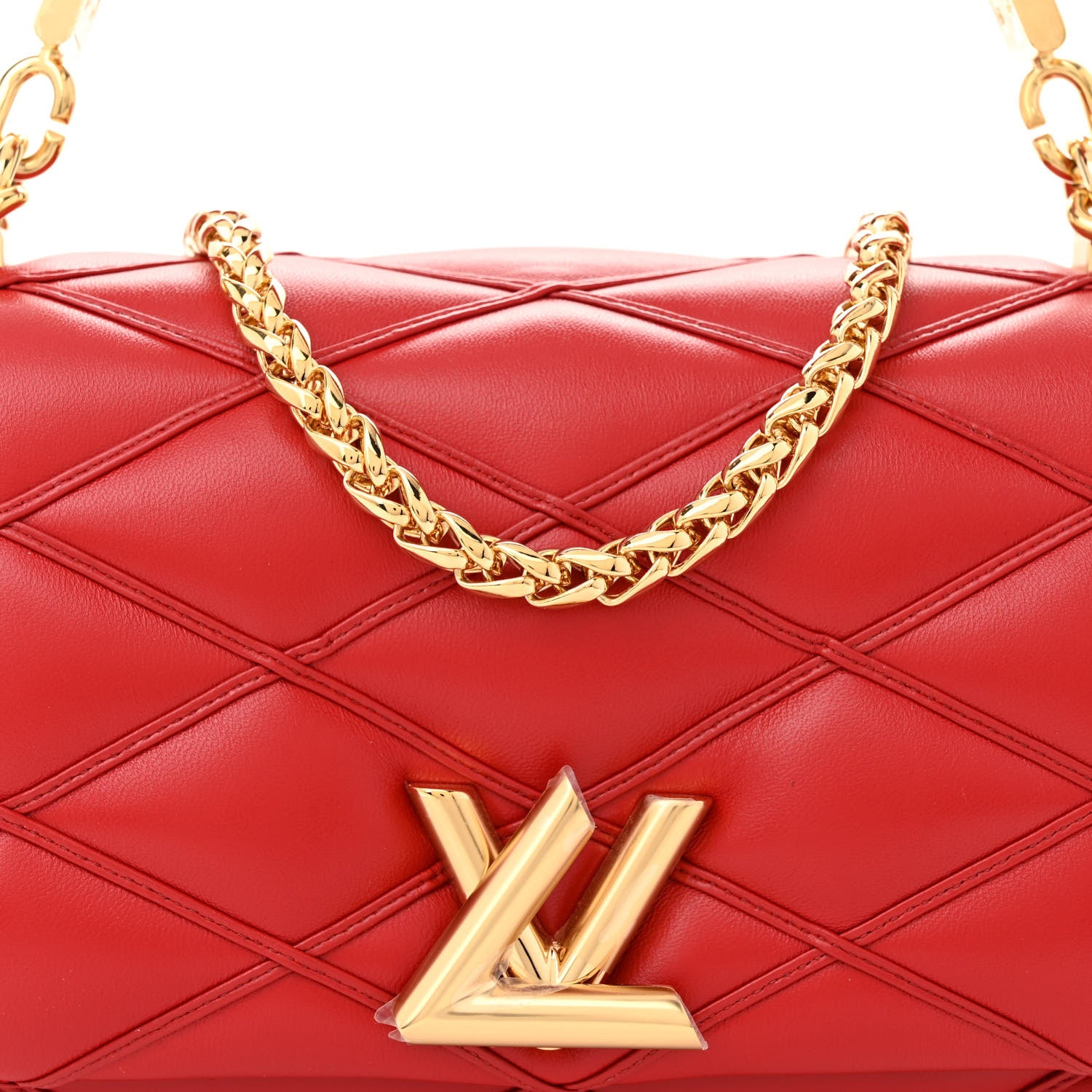 Louis Vuitton Lambskin Malletage Top Handle GO-14 MM Rouge 7 of 9