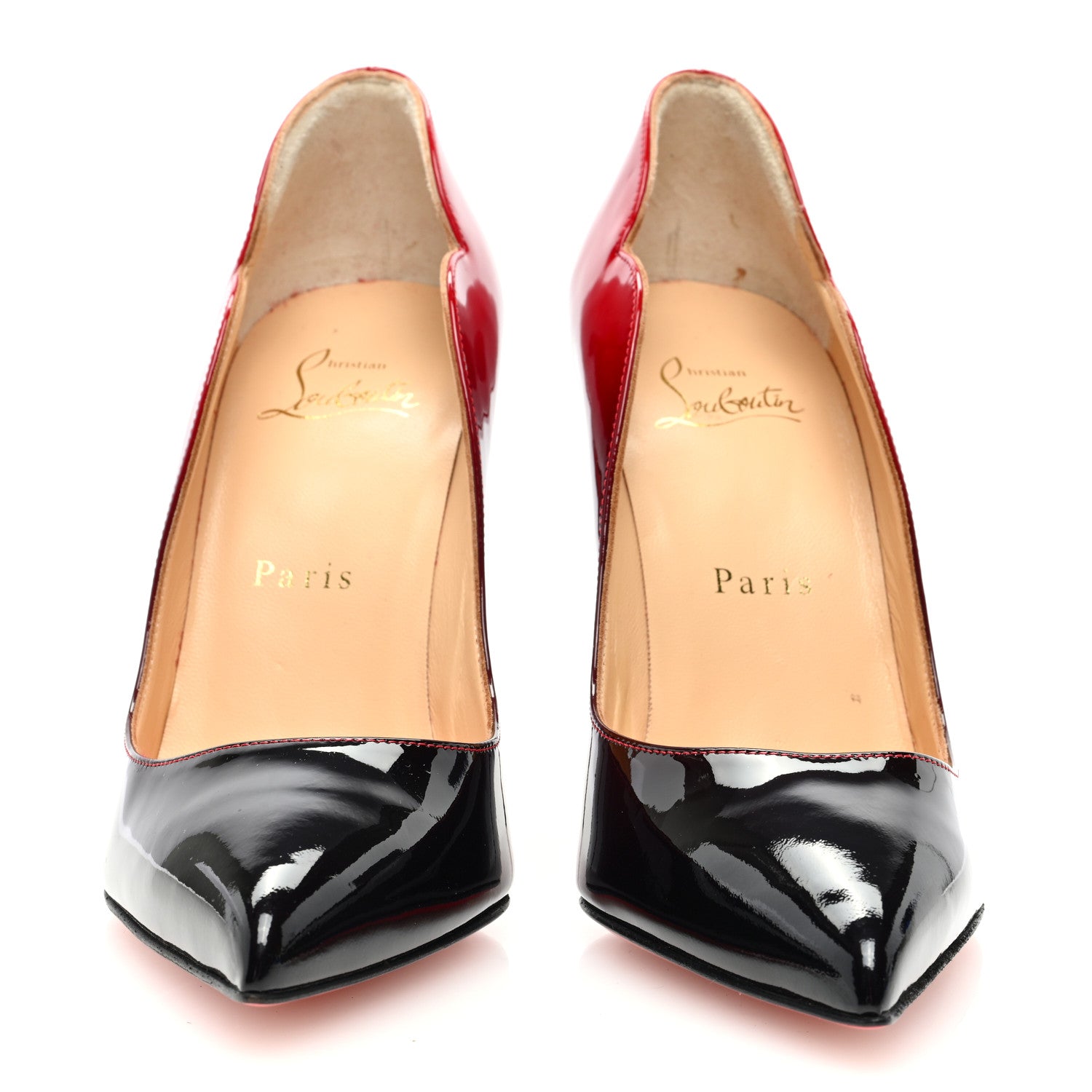 Christian Louboutin Patent Degrade Hot Chick 100 Pumps 36.5 Black Red 2 of 10