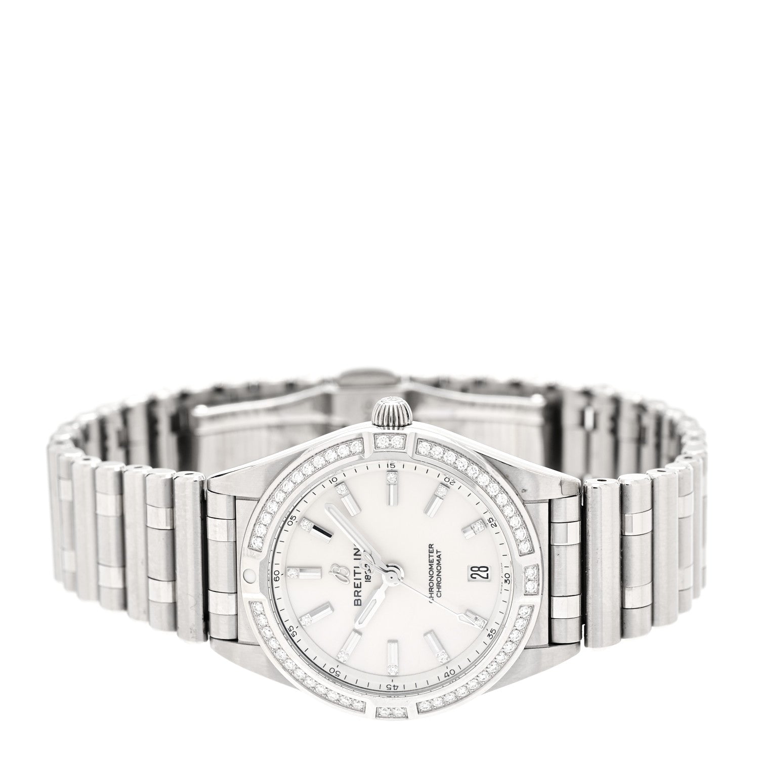 Breitling Stainless Steel Diamond Bezel 32mm Chronomat Quartz Watch Silver A77310591A1A1 2 of 5