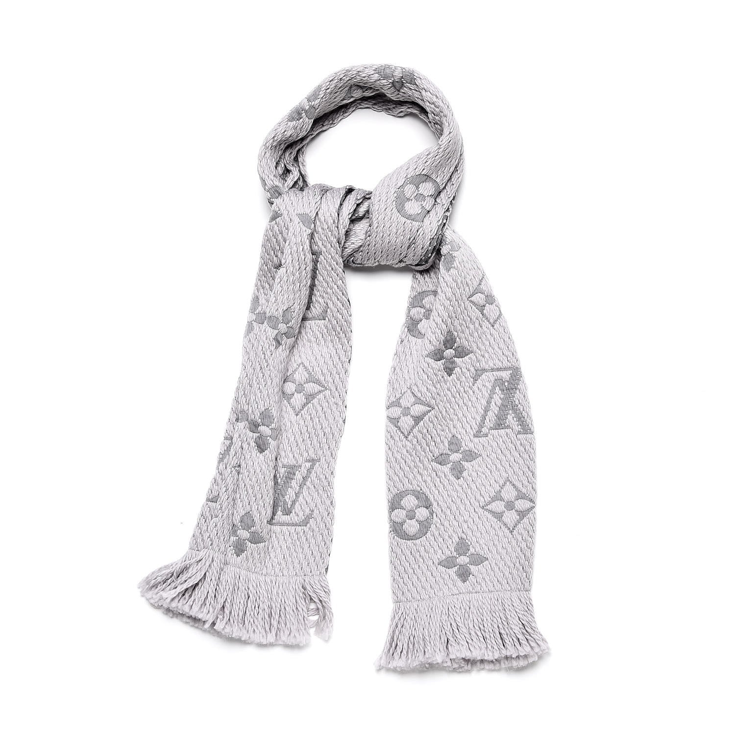 Louis Vuitton Wool Silk Logomania Scarf Pearl Grey 1 of 4