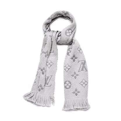 Louis Vuitton Wool Silk Logomania Scarf Pearl Grey 1 of 4