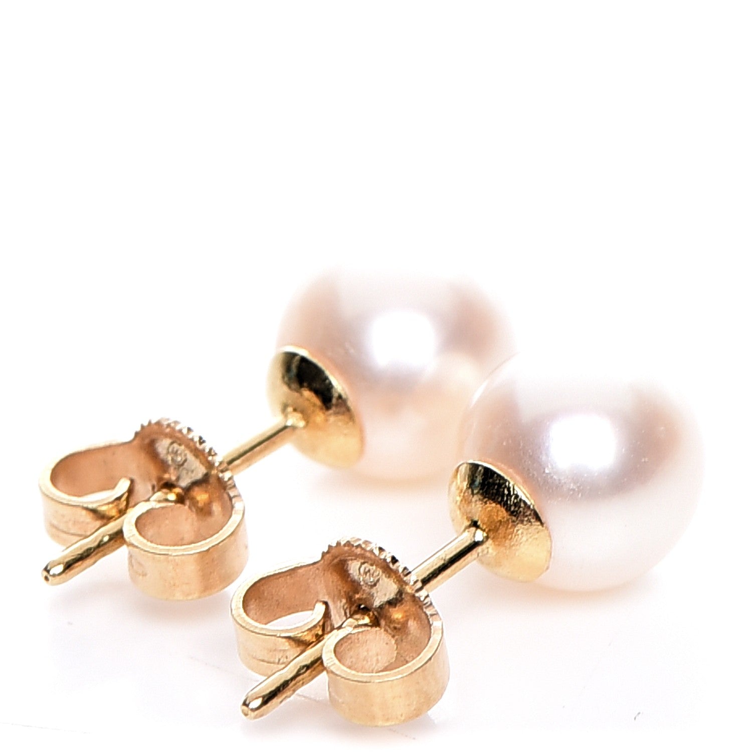Mikimoto 18K Yellow Gold Akoya Pearl 7-7.5mm Stud Earrings 3 of 4