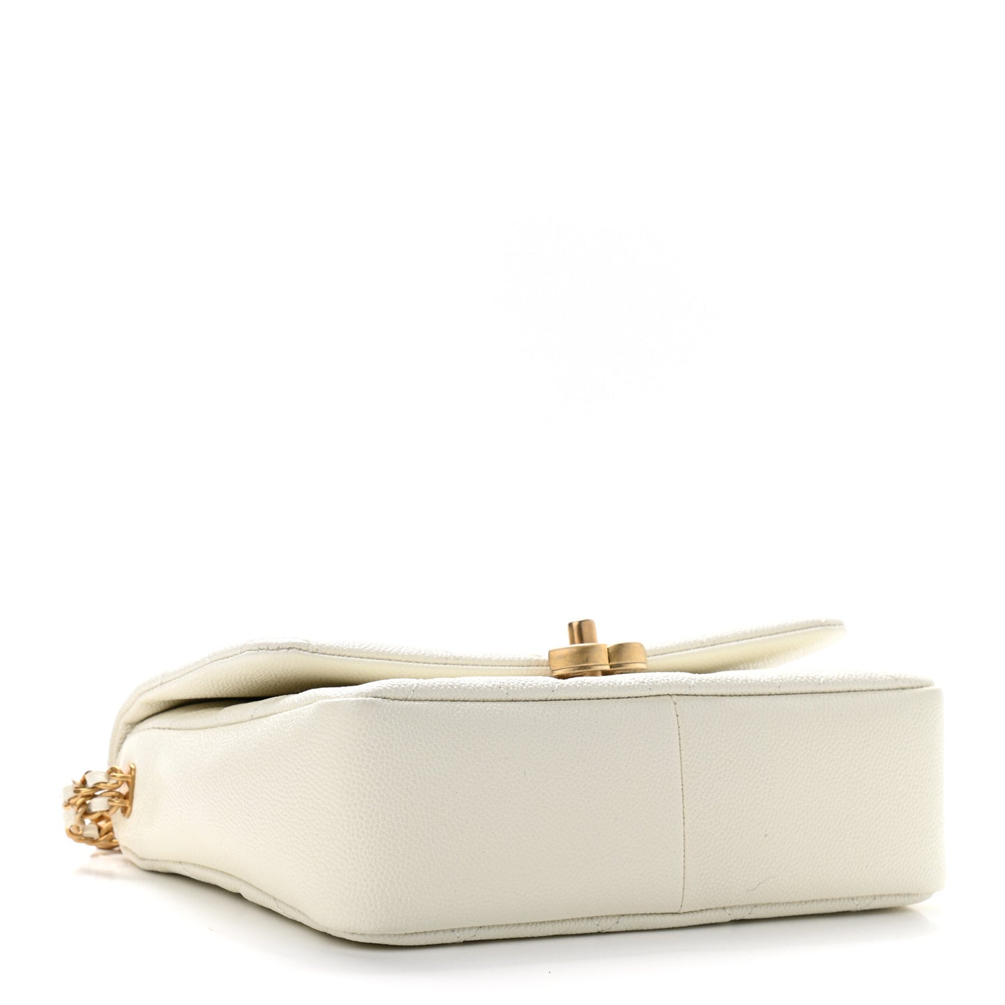 Caviar Quilted Small Chain Melody Flap White