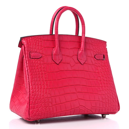 Hermes Matte Alligator Birkin 25 Framboise 2 of 10