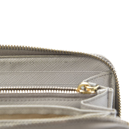 Prada Saffiano Metal Zip Around Wallet Argilla 8 of 20