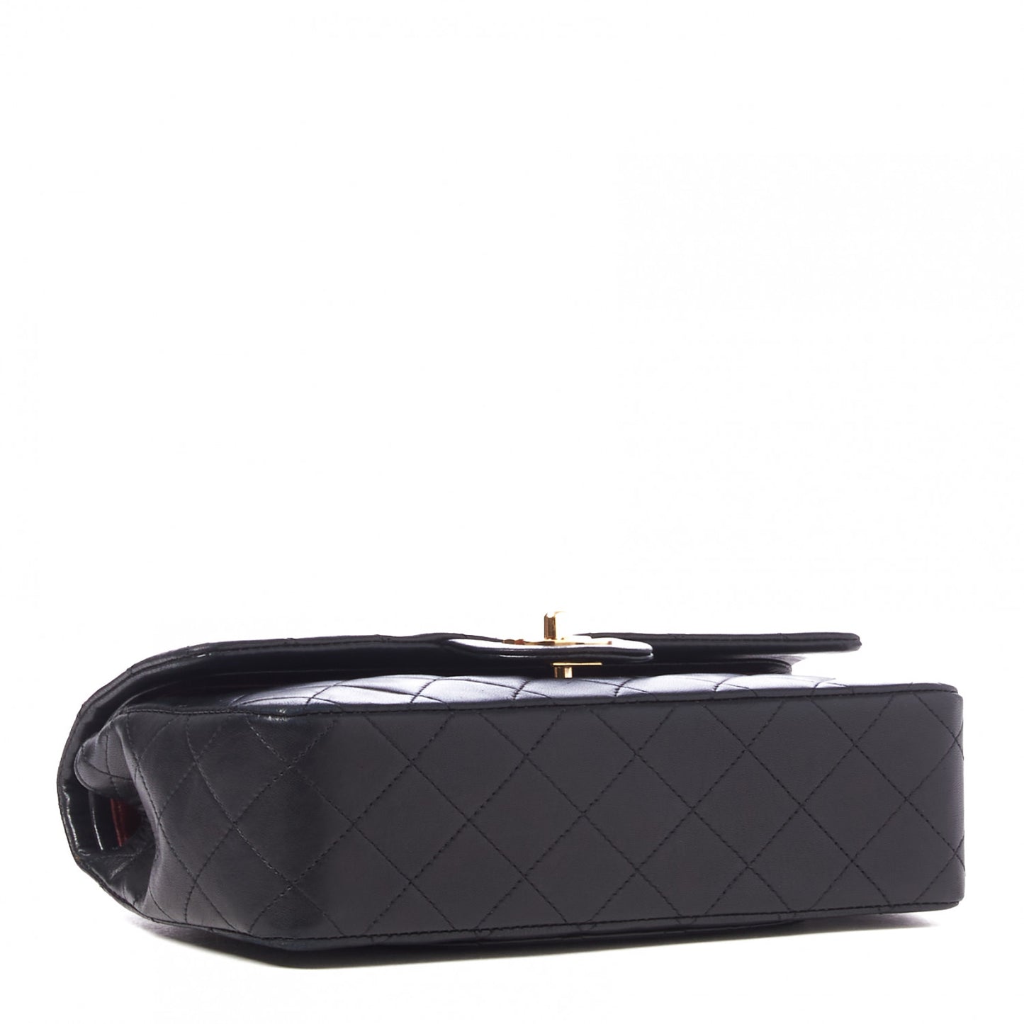 Lambskin Quilted Small Double Flap Black