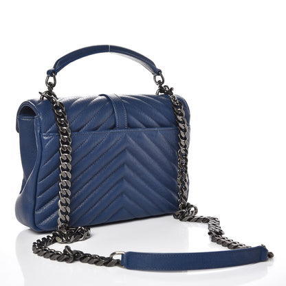 Saint Laurent Sheepskin Matelasse Monogram Medium College Bag Navy 3 of 9