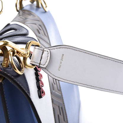 Fendi X FILA Vitello Liberty Mania Bi-Color FF 1974 Embossed Kan I Shoulder Bag White Nebula Multicolor 12 of 15