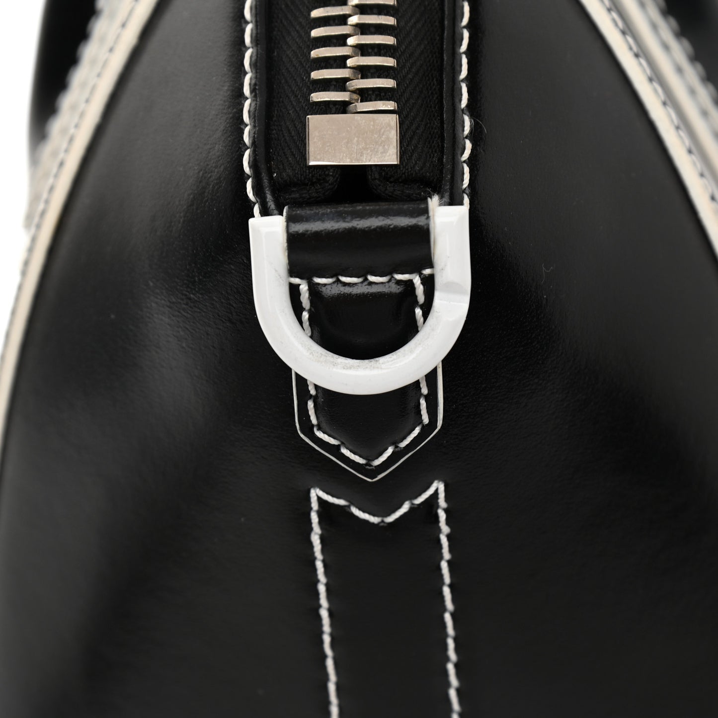 Calfskin Contrast Topstitch Small Antigona Black White