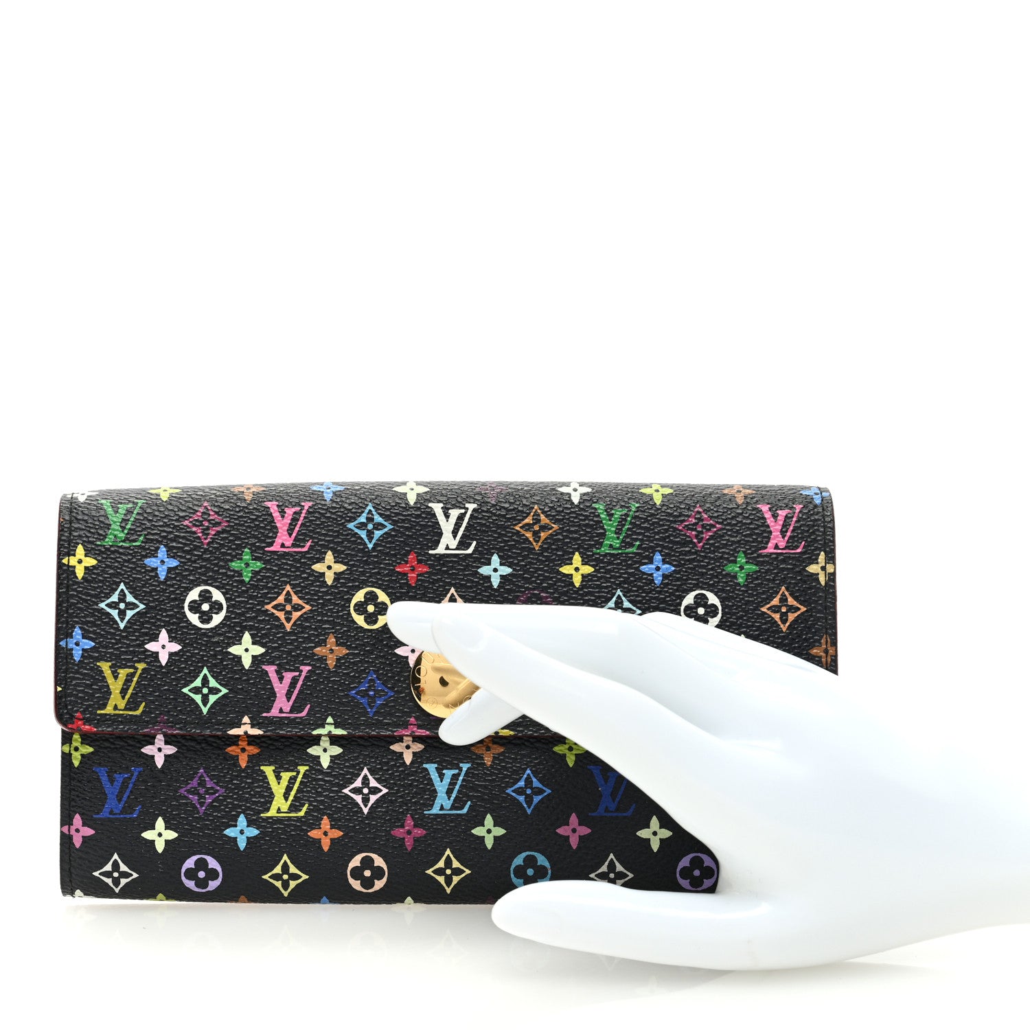Louis Vuitton LOUIS VUITTON Monogram Multicolor Sarah Wallet Black 2 of 6