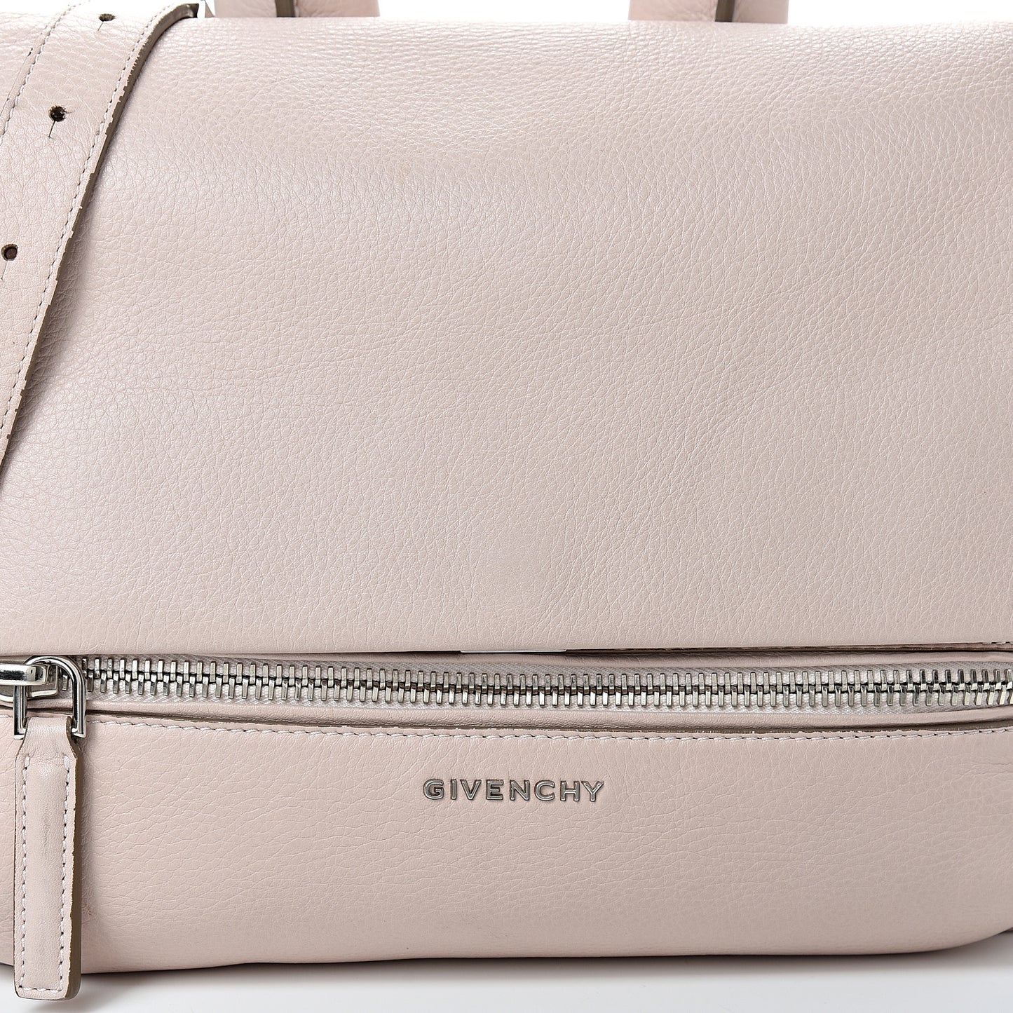 Waxy Grained Calfskin Mini Pandora Pure Flap Bag Nude Pink