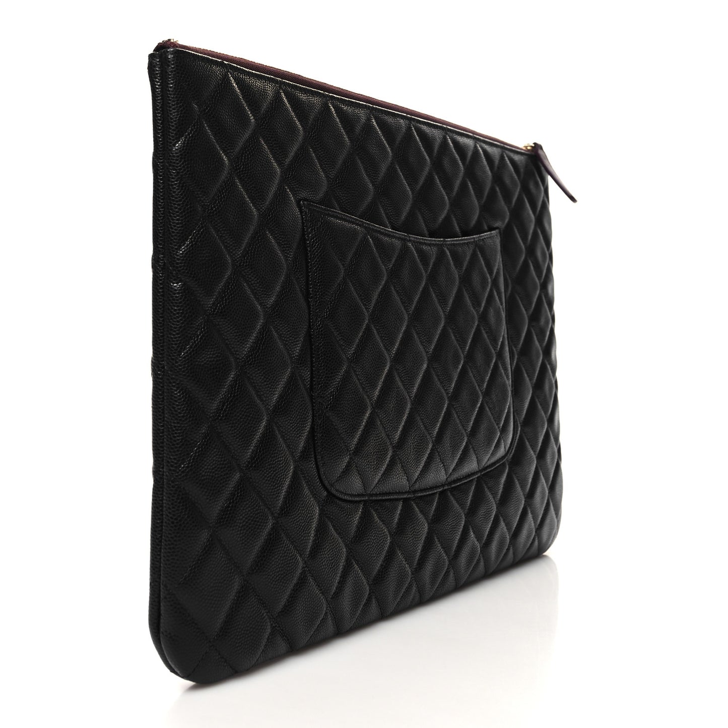 Caviar Quilted Large Cosmetic Case Black