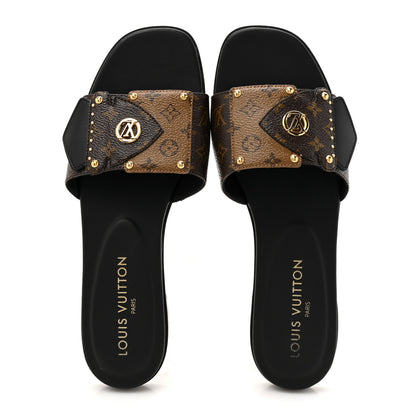 Louis Vuitton Patent Reverse Monogram LV Frame Flat Mule 40 Cacao 2 of 12