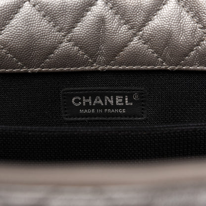 Chanel Metallic Caviar Quilted XXL Travel Flap Bag Silver 8 of 9