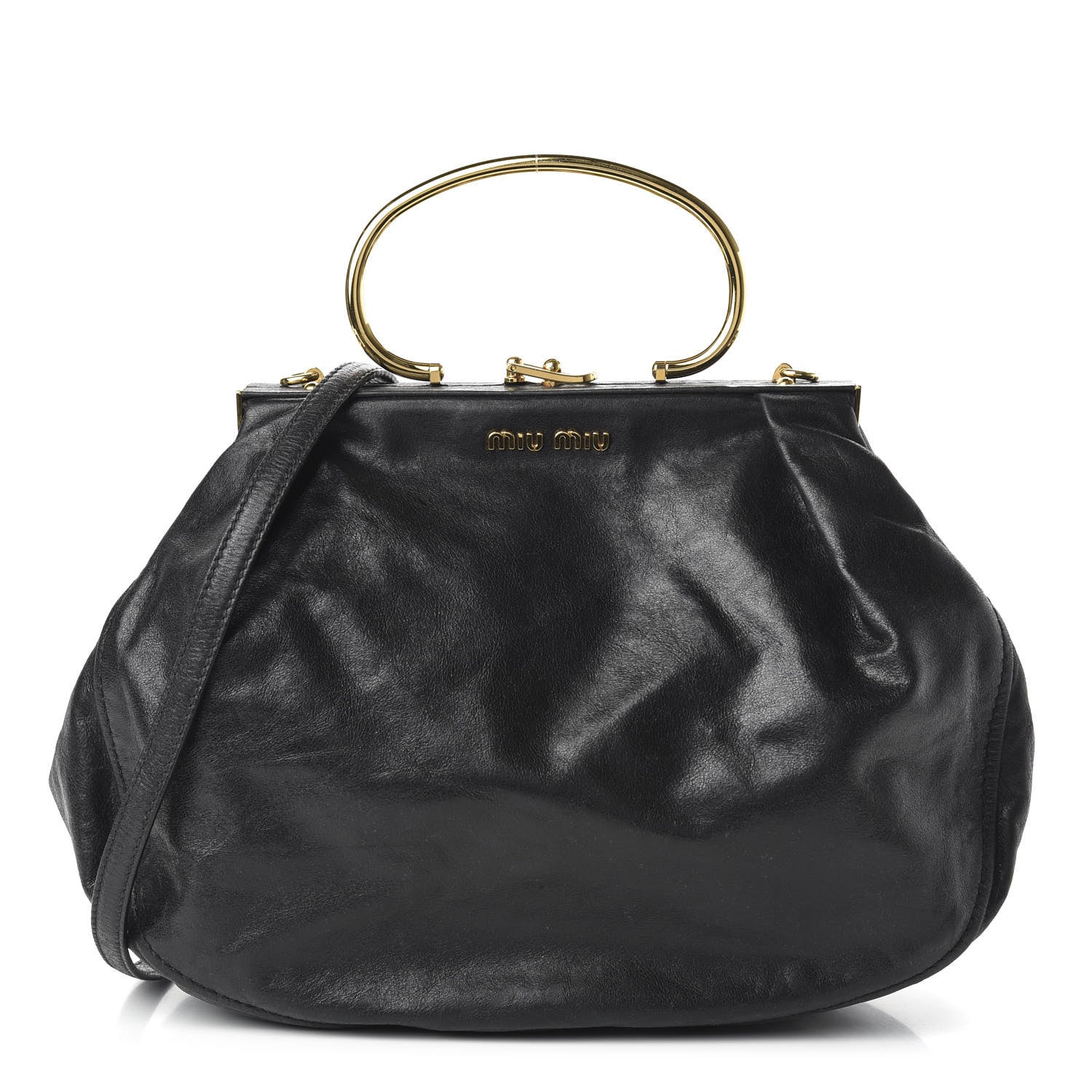 Miu Miu Goatskin Frame Shoulder Bag Black 1 of 9