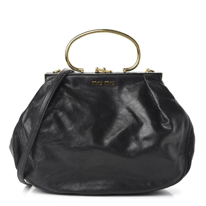 Miu Miu Goatskin Frame Shoulder Bag Black 1 of 9