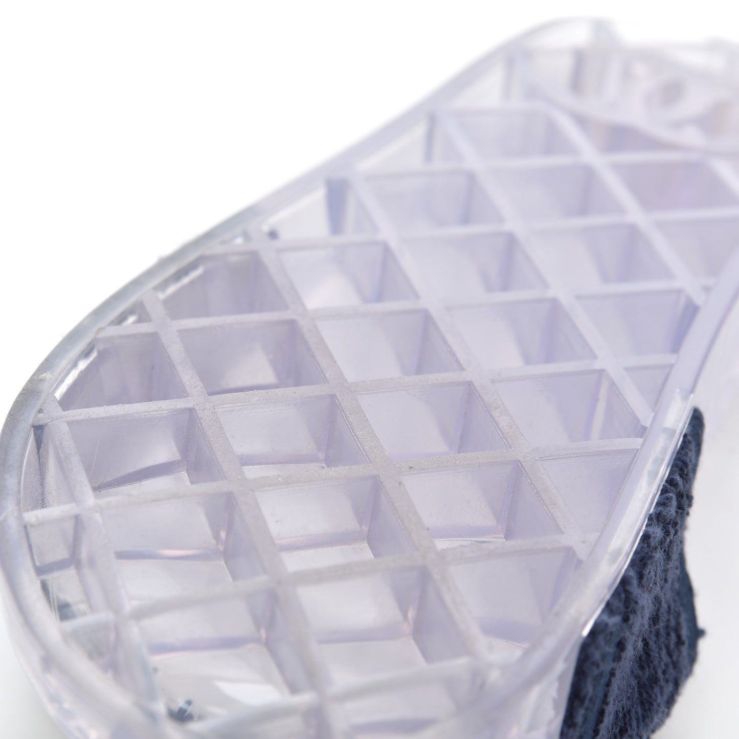 PVC Transparent Fabric CC Flat Slide Sandals 36 Navy