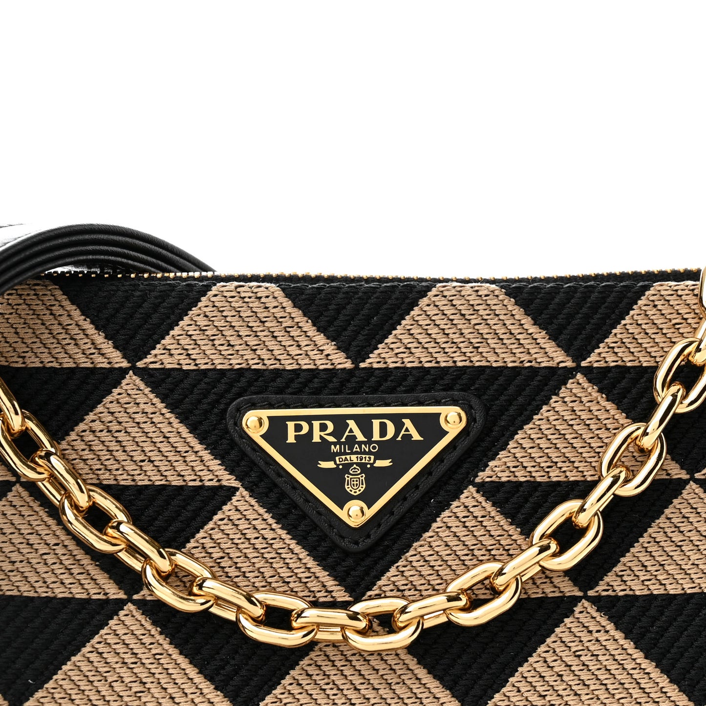 Jacquard Triangolo Symbole Embroidered Mini Triangle Bag Black Corda