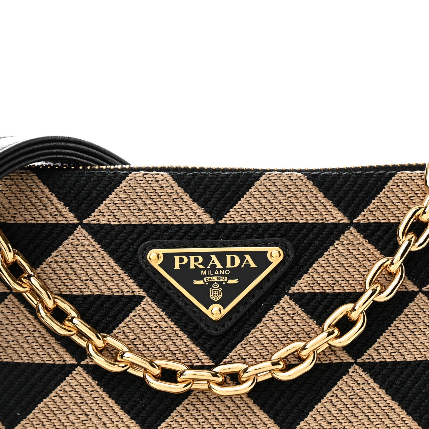 Prada Jacquard Triangolo Symbole Embroidered Mini Triangle Bag Black Corda 8 of 10