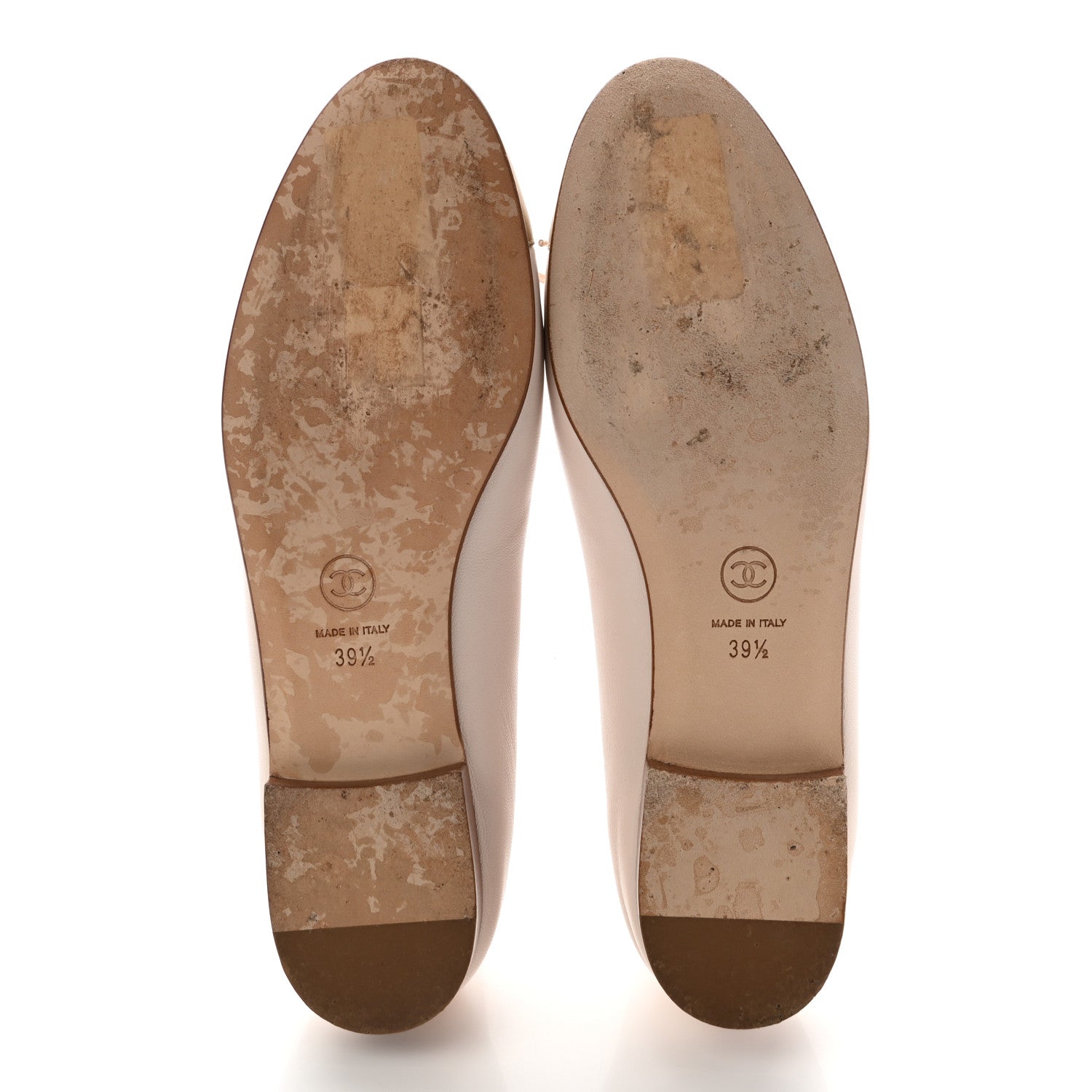 Chanel Lambskin Cap Toe Ballerina Flats 39.5 Beige Gold 5 of 10