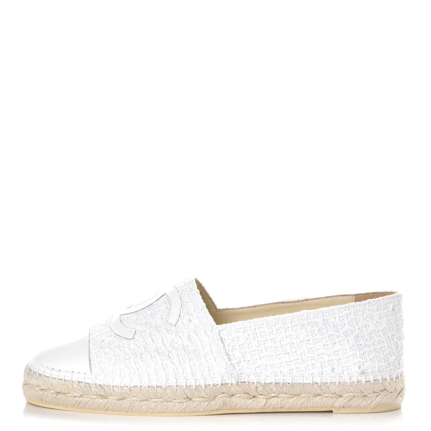 Chanel Tweed Patent CC Espadrilles 42 White 1 of 10