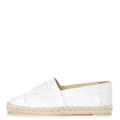 Chanel Tweed Patent CC Espadrilles 42 White 1 of 10